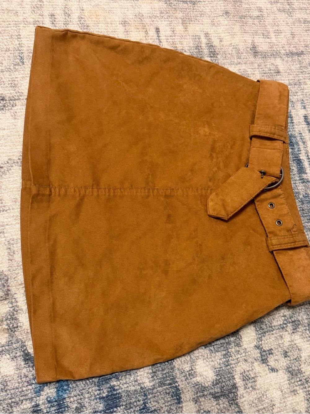 Hollister Tan Suede A-Line Belted Mini Skirt